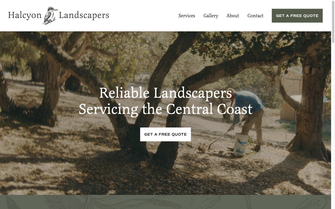 Halcyon Landscapers website screenshot
